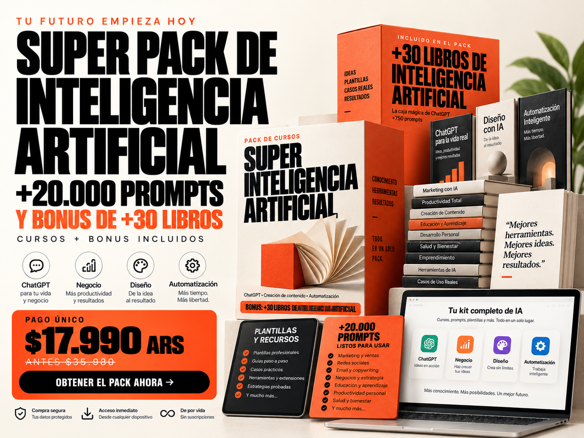 Mockup del contenido del Super Pack
